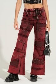 GRUNGY ATTITUDE MINERAL WASH RED WIDE LEG DENIM AKIRA at Akira