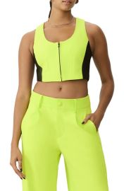 GSTQ Luxe Colorblock Crop Zip-Up Vest at Nordstrom