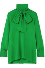 GUCCI - PUSSY-BOW SILK-GEORGETTE BLOUSE - GREEN at Net A Porter