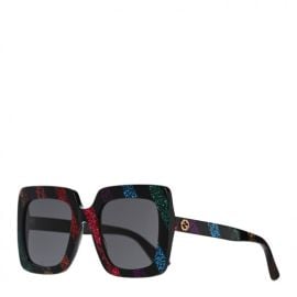 GUCCI Acetate Oversize Stripe Sunglasses GG0328S Black Multi 936096 FASHIONPHILE at Fashionphile