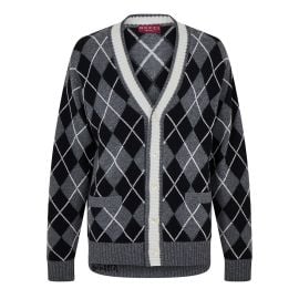 GUCCI Argyle Cardigan Men GreyBlackMc Flannels at Flannels