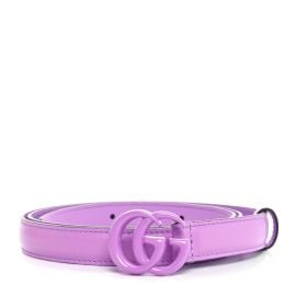 GUCCI Azalea Calfskin Enamel Monochrome Double G 20mm Belt 100 40 Wisteria Chic 1648111 FASHIONPHILE at Fashionphile
