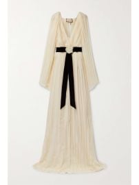 GUCCI Belted cape-effect pleated silk-chiffon gown NET-A-PORTER at Net a Porter