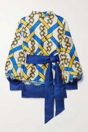 GUCCI Belted printed silk-twill blouse NET-A-PORTER at Net a Porter