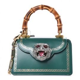 GUCCI Calfskin Lisse Cornice Crystal Mini Thiara Top Handle Bag Emerald Oro Multicolor 513866 FASHIONPHILE at Fashionphile
