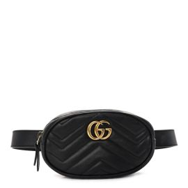 GUCCI Calfskin Matelasse GG Marmont Belt Bag 75 30 Black 1427216 FASHIONPHILE at Fashionphile