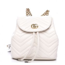 GUCCI Calfskin Matelasse GG Marmont Flap Backpack White 583009 FASHIONPHILE at Fashionphile