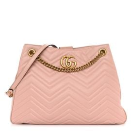 GUCCI Calfskin Matelasse Medium GG Marmont Shoulder Tote Bag Perfect Pink 1486623 FASHIONPHILE at Fashionphile