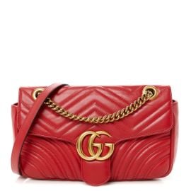 GUCCI Calfskin Matelasse Small GG Marmont Shoulder Bag Hibiscus Red 1636641 FASHIONPHILE at Fashionphile