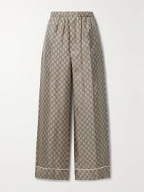 GUCCI Cropped silk-satin jacquard wide-leg pants NET-A-PORTER at Net a Porter