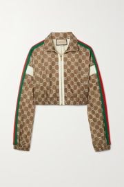 GUCCI Cropped webbing-trimmed printed tech-jersey track jacket NET-A-PORTER at Net a Porter