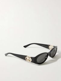 GUCCI EYEWEAR Oval-frame acetate and gold-tone sunglasses at Net a Porter