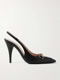 GUCCI Erin horsebit-detailed leather slingback pumps NET-A-PORTER at Net a Porter