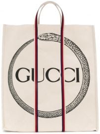 GUCCI GUCCI OUROBOROS PRINT TOTE - NEUTRALS at Farfetch