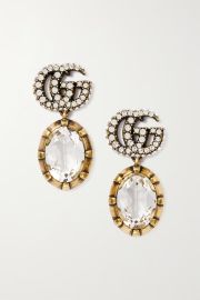 GUCCI Gold-tone and crystal earrings NET-A-PORTER at Net a Porter