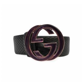 GUCCI Leather GG Interlocking Belt BlackPurple - S 80 32 Luxity at Luxity