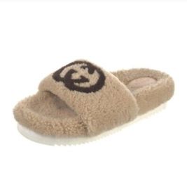 GUCCI Merino Interlocking G Slide Sandals Butterscotch Cocoa eBay at eBay