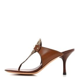 GUCCI Monogram Womens Thong Heel Sandals 7 Brown 1424807 FASHIONPHILE at Fashionphile