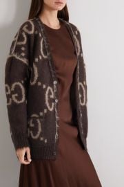 GUCCI Oversized reversible jacquard-knit mohair-blend cardigan NET-A-PORTER at Net a Porter