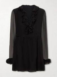 GUCCI Ruffled sheer mini dress at Net a Porter