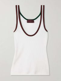 GUCCI Webbing-trimmed ribbed stretch-cotton jersey tank at Net a Porter
