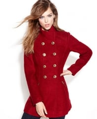 GUESS Coat Double-Breasted Funnel-Neck Boucle - Coats - Women - Macys at Macys