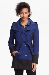 GUESS Colorblock Double Breasted Trench Coat at Nordstrom