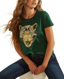 GUESS Embellished Animal-Graphic T-Shirt  Reviews - Tops - Women - Macys at Macys