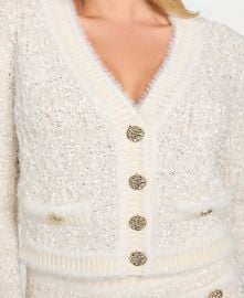 GUESS Juniors39 Long Sleeve Aomori Tape Yarn Detail V-Neck Cardigan Sweater - Macy39s at Macys