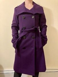 GUESS Long Wool Blend Coat - Purple XS eBay at eBay