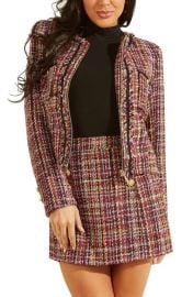 GUESS Mikaela Tweed Jacket in Ruby Merlot Multi at Nordstrom