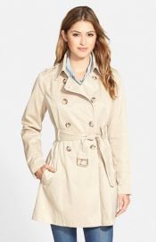 GUESS Piped Fit andamp Flare Trench Coat at Nordstrom