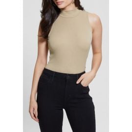 GUESS Priscilla Mock Neck Sleeveless Rib Sweater at Nordstrom