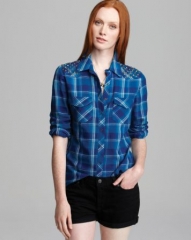 GUESS Shirt - Studded Plaid at Bloomingdales