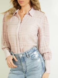 GUESS Women's Long Sleeve Rav Crinkle Top at Amazon