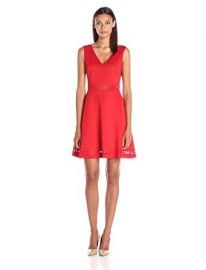 GUESS Women s Lasercut Fit and Flare Dress at Amazon