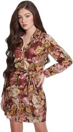 GUESS Women39s Long Sleeve Alya Printed Dress at Womens Clothing store at Amazon