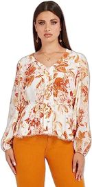 GUESS Women39s Long Sleeve Hera Viscose Top at Womens Clothing store at Amazon