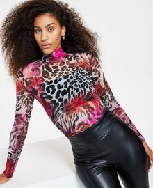 GUESS Womens Long Sleeve Printed Mesh Kamaria Top Reviews - Tops - Women - Macys at Macys