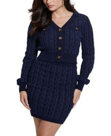 GUESS Womens Tiffany Long-Sleeve V-Neck Cardigan Sweater - Macys at Macys