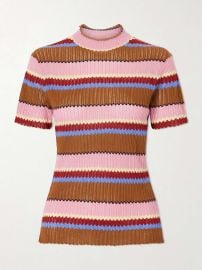 GUEST IN RESIDENCE Palazzo striped ribbed silk and linen-blend top at Net a Porter