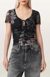 Gabby Floral Print Mesh Top at Nordstrom