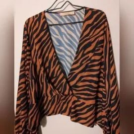 Gabi FreshFashion To Figure Tops Gabi Fresh Fashion To Figure Zebra Print Volume Sleeve Wrap Blouse Size 4x Poshmark at Poshmark