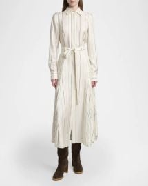 Gabriela Hearst Galway Striped Silk Belted Midi Shirtdress at Neiman Marcus