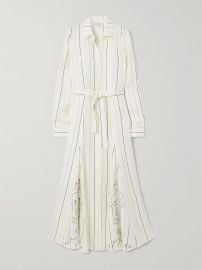 Gabriela Hearst Galway belted striped silk twill midi shirt dress at Net a Porter