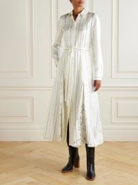 Gabriela Hearst Galway belted striped silk twill midi shirt dress at Net a Porter