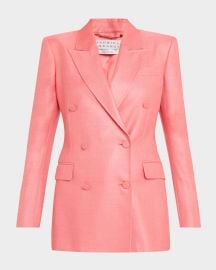 Gabriela Hearst Gavin Silk-Wool Double-Breasted Blazer Jacket at Neiman Marcus