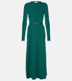 Gabriela Hearst Imagene belted ribbed pointelle knit wool midi dress at Mytheresa