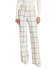 Gabriela Hearst Leda Windowpane-Print Wool Pants at Neiman Marcus