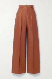 Gabriela Hearst Norman Belted Wool and Silk Twill Wide Leg Pants at Net a Porter